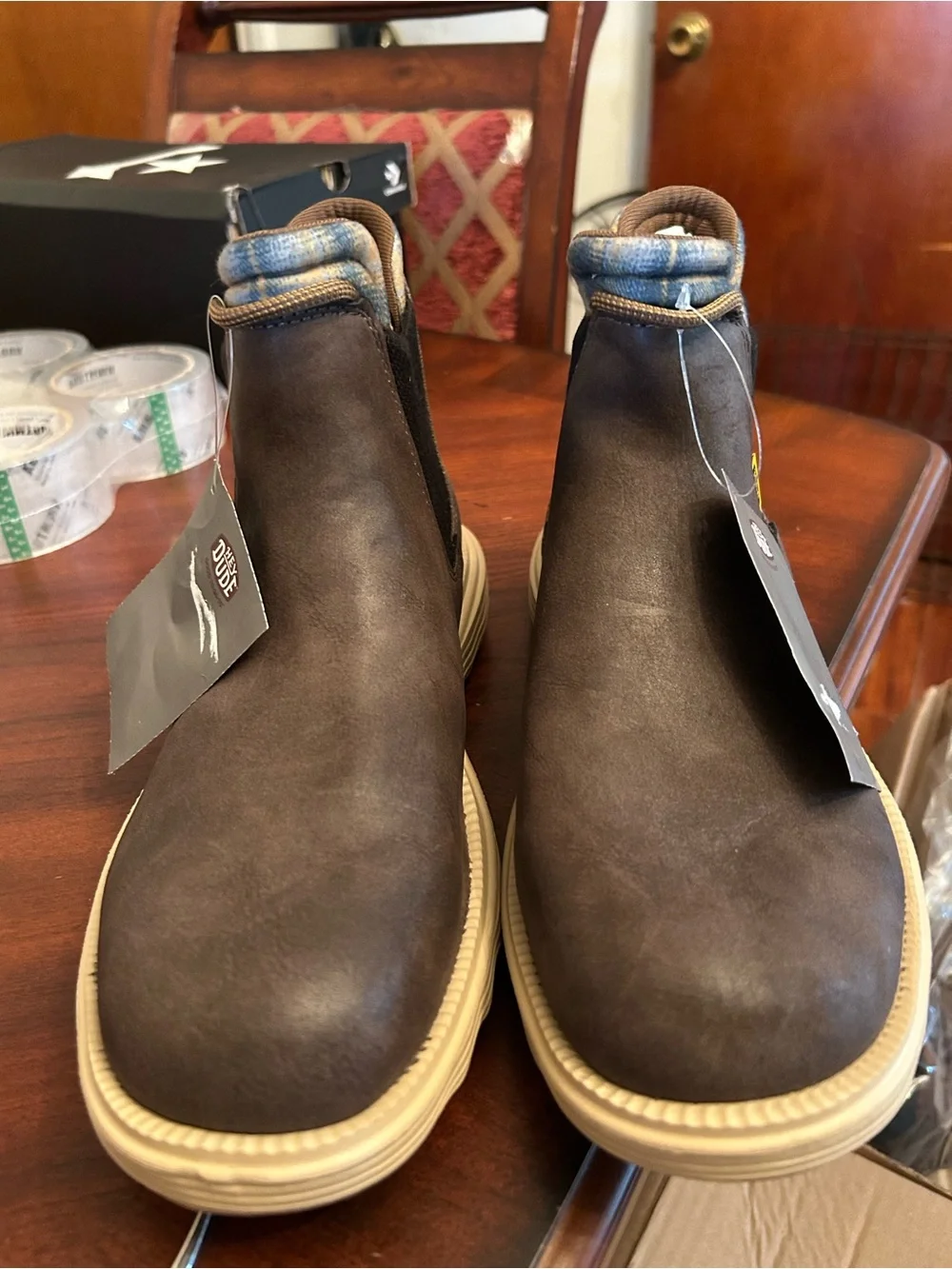 Men's Hey Dude Brown Boots - Size 9 Slip-On Casual, New